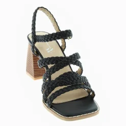 Sandales Miranda noires à multibrides tressées et talon haut