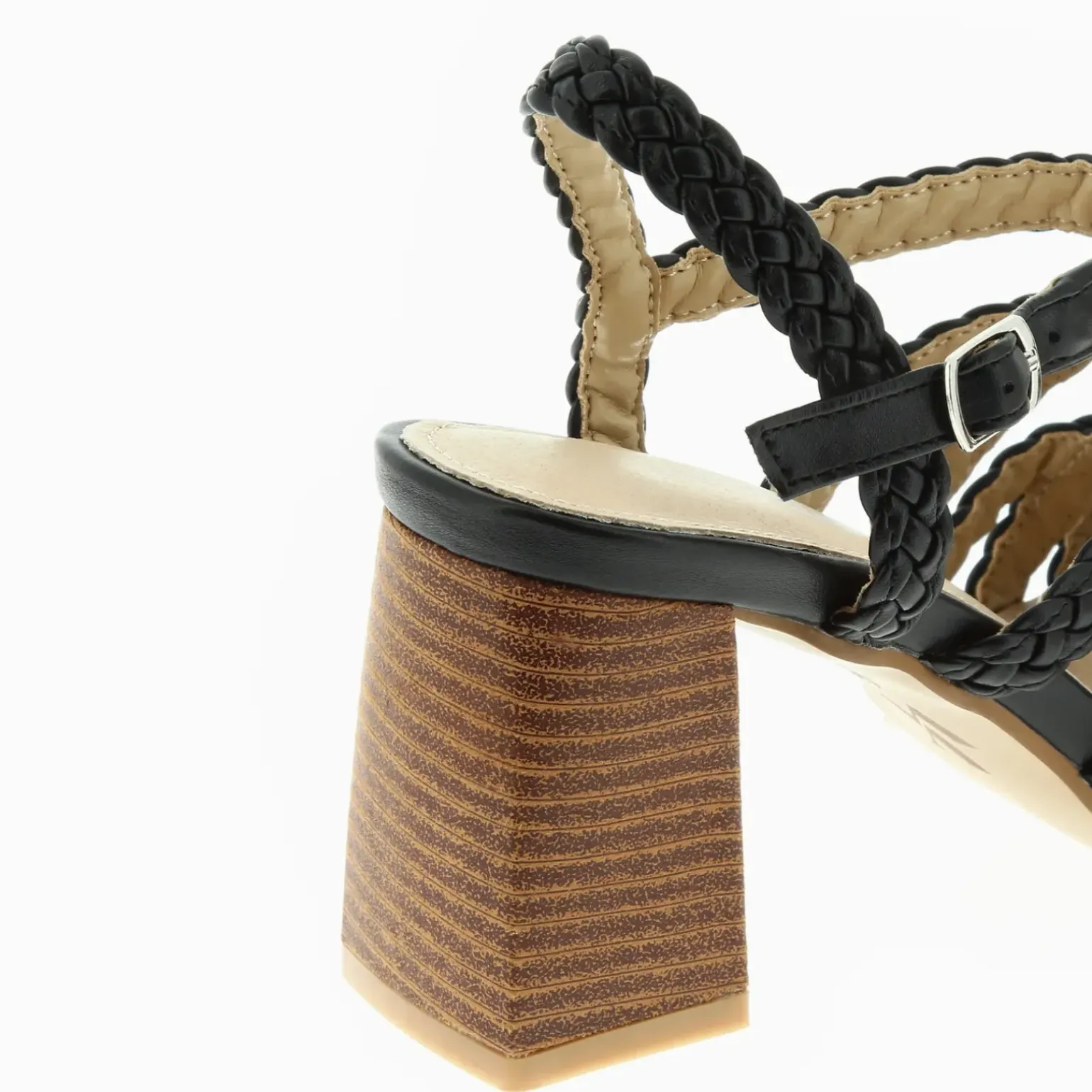 Sandales Miranda noires à multibrides tressées et talon haut