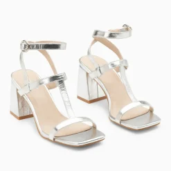 Sandales Nelly argent à brides et talon haut
