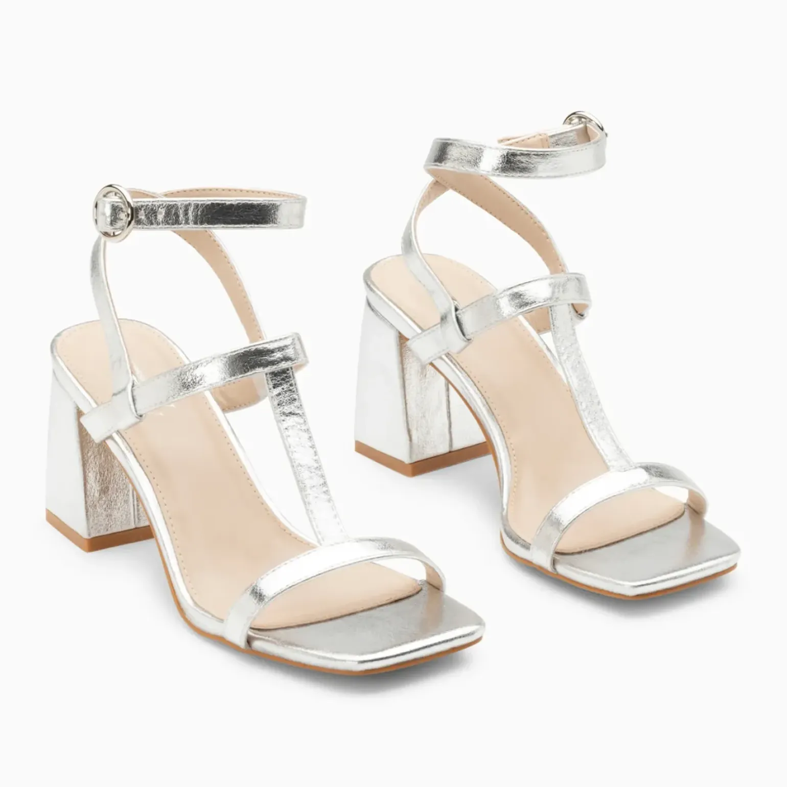 Sandales Nelly argent à brides et talon haut