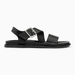 Sandales plates Ameline noires à larges brides