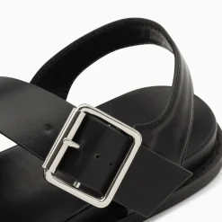 Sandales plates Ameline noires à larges brides