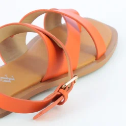 Sandales plates Magali orange à passe-pouce