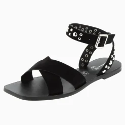 Sandales plates Zora noires à clous