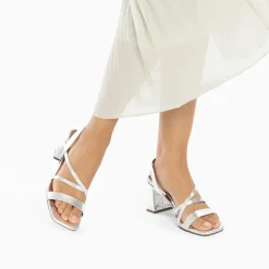 Sandales Priscilla argent à fines brides et talon haut