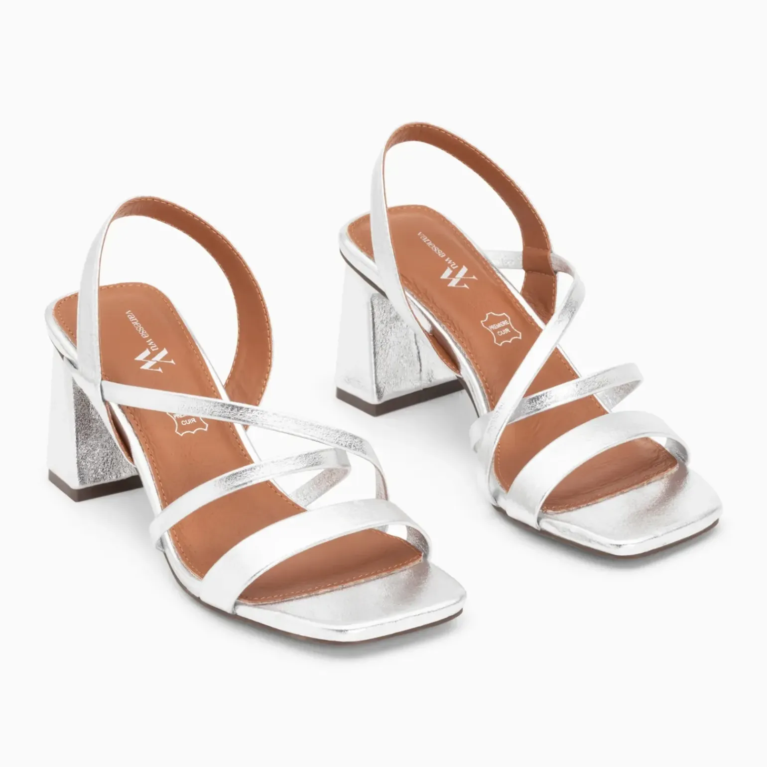 Sandales Priscilla argent à fines brides et talon haut