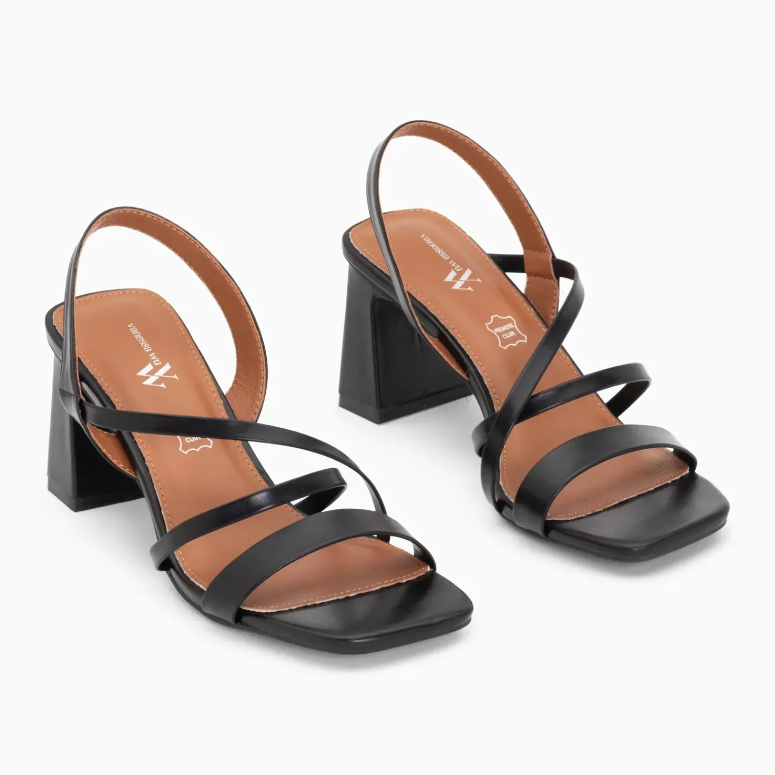 Sandales Priscilla noires à fines brides et talon haut
