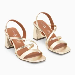 Sandales Priscilla or à fines brides et talon haut