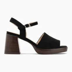 Sandales Tyrah noires à plateforme et talon bois