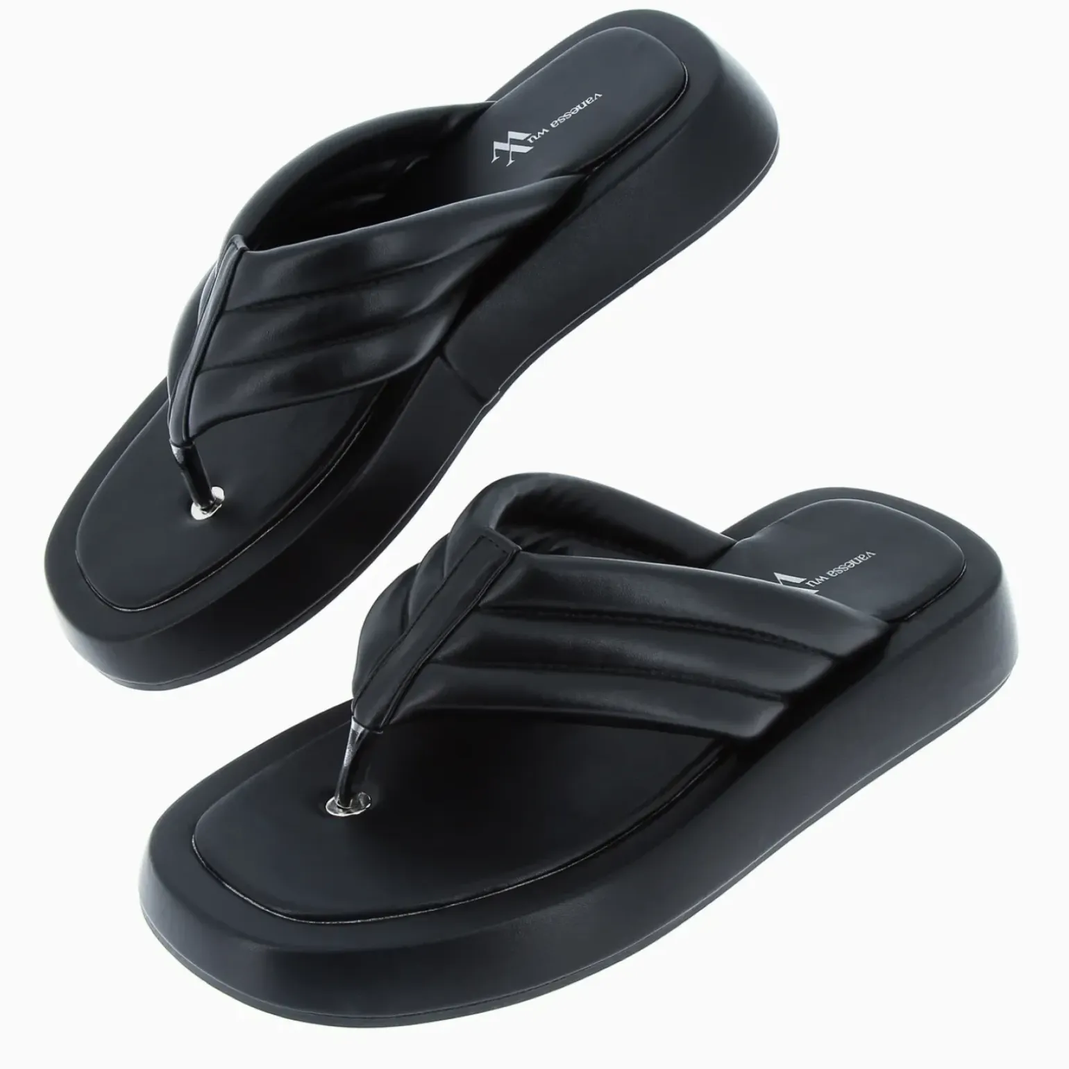 Tongs Inna noires à semelle oversize